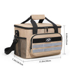 Brown 18L Large Capacity Outdoor Insulated Cooler Bag - Portable Picnic Ice Pack with Shoulder Strap