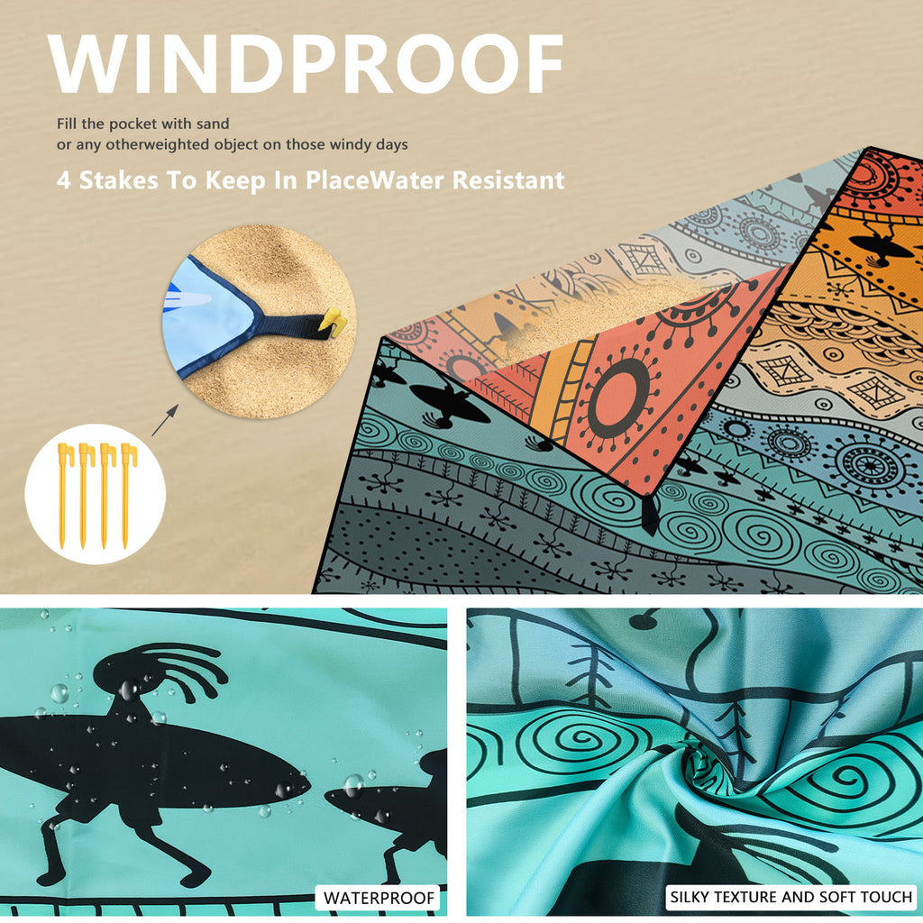 Style STD-001-17 Brown Quick Dry Beach Mat Sand Proof Waterproof Outdoor Picnic Blanket - Compact & Lightweight